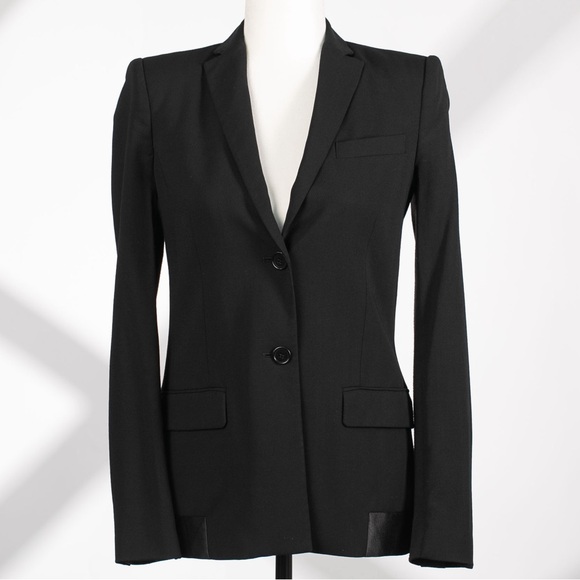 BCBGMAXAZRIA Black Wool Blazer with Satin Bottom Design, Size XXS, Excellent - Picture 1 of 11